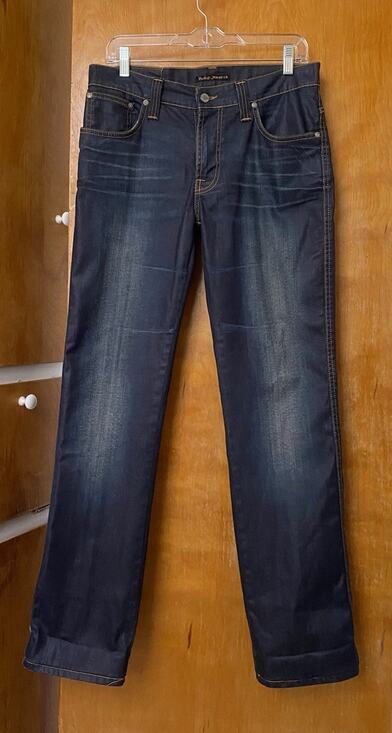 Nudie Jeans Other - NUDIE JEANS SLIM JIM GLACIER INDIGO Dark Wash Coated PANTS STRAIGHT Size 33 Read